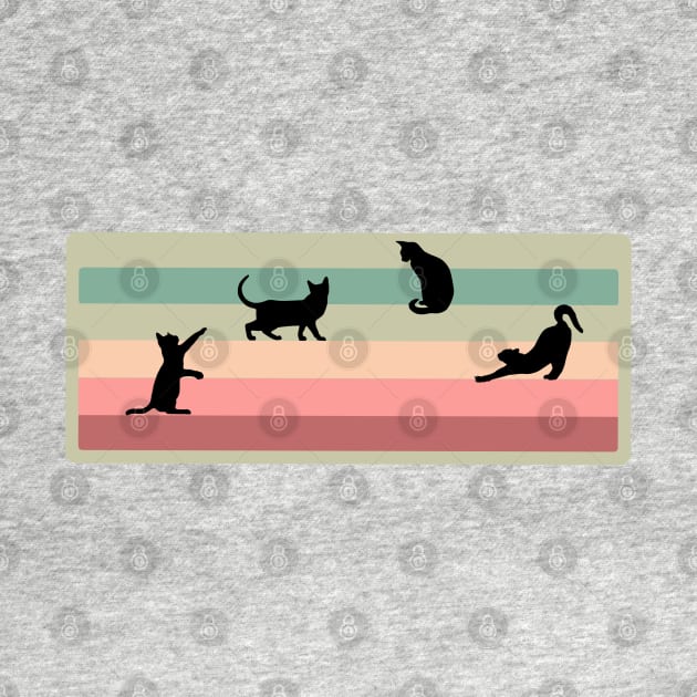 Cat Silhouettes in a Stripey Background with Pistachio color border by Off the Page